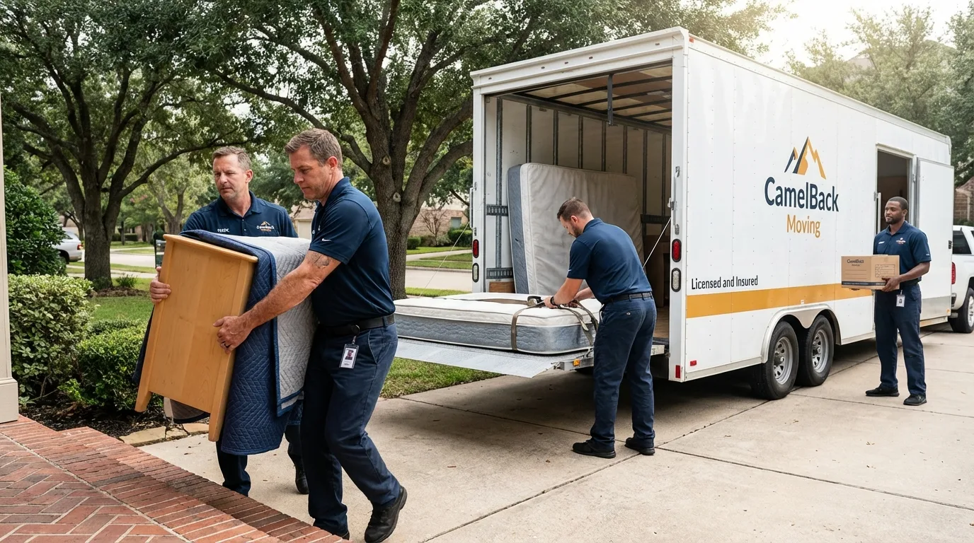 Crew loading residential truck for cross-state move from Manhattan, KS