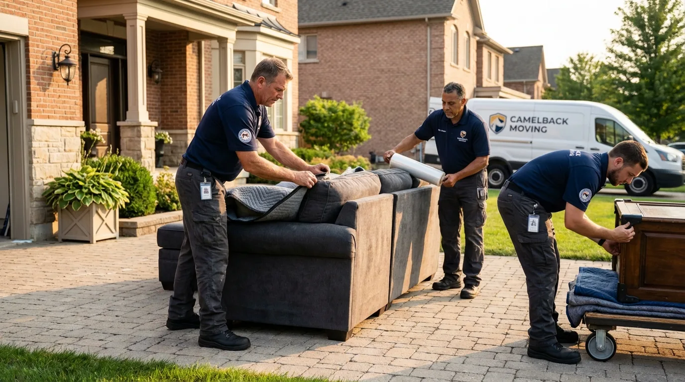 Large estate moving crew wrapping furniture in Manhattan, KS